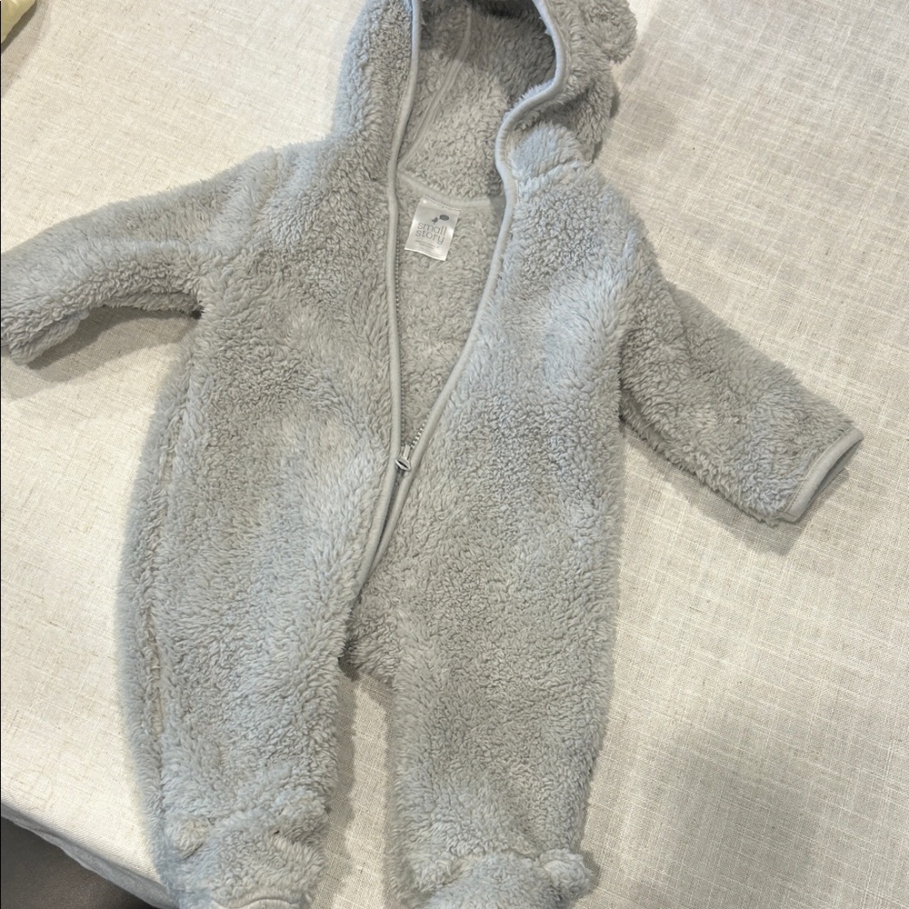 Cozy Gray Fleece Baby Onesie coat